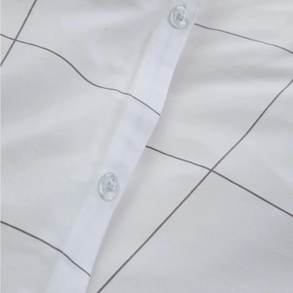 QUINCE Luxury Organic Sateen Duvet Cover Windowpane King Cal King